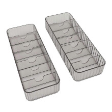 Transparente Büro-Organizer-Boxen für Kabel und Fernbedienungen, stapelbare Aufbewahrungsboxen mit mehreren Fächern, 2er-Set