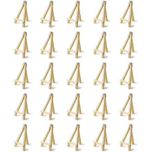 Lot de 25 mini chevalets en bois de 12,5 cm pour cartes de visite, photos, petites toiles et activités artistiques en classe.