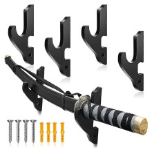4er-Set Schwertwandhalterung, verstellbarer Schwerthalter aus Holz, Kampfsportständer, Samurai-Wandhalterung, Ausstellungszubehör