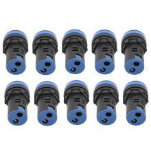 10 stuks blauwe LED-signaallampjes AD16-22DS, LED-indicator met hoge helderheid voor apparatuur AC/DC 12V