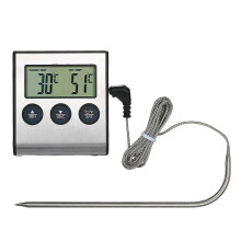 Thermomètre de cuisson numérique pour barbecue 0-250 C avec minuterie, alarme et écran LCD.