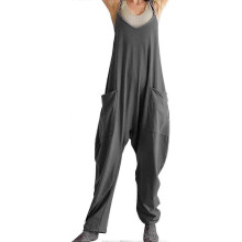 Leichter Sommer-Jumpsuit – Damen-Jumpsuit mit lockerem V-Ausschnitt, ärmellos