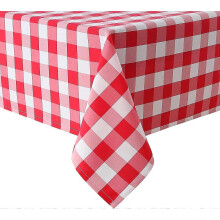 Karierte rechteckige Tischdecke, fleckenabweisend, wasserfest, knitterarm, waschbar, 54 x 108 Zoll, rot-weiß