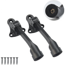 2 Pack Zinc Alloy Kick Down Door Stopper with Adjustable Height, Black Rubber Door Stay for Garage Gate Office