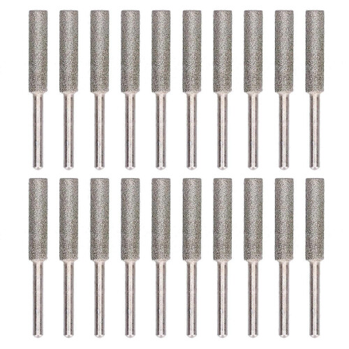 20Pcs Chainsaw Sharpener Burr Grinding Head Rotating File Sharpening Tool Set KitSilver 5.5mm 2