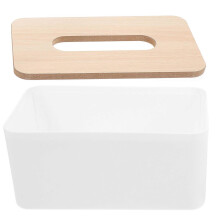 Taschentuchbox-Abdeckung aus Holz und Kunststoff für den Heimgebrauch, weiß, rechteckig