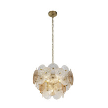 Lampadario Contemporaneo Wagon Acciaio Bronzo Vetro 5 Luci G9