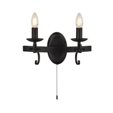 Applique Rustico-Country Cartwheel III Acciaio Nero 2 Luci E14