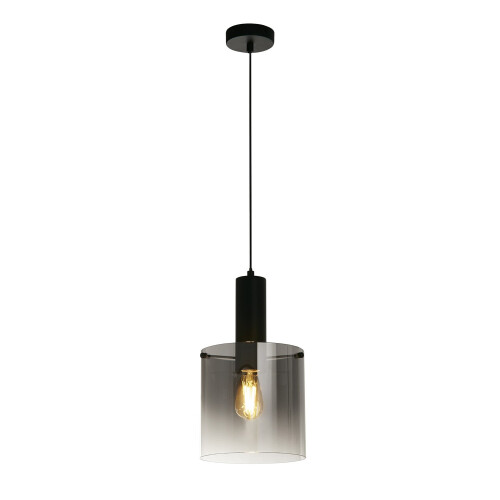 Searchlight Pendant Light Drop Ceiling Light Black Metal Smoked Ombre Glass E27 Fitting