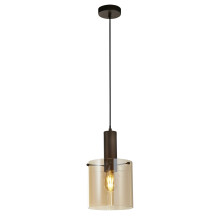 Pendant Light Mocha Metal Amber Glass E27 Dimmable Adjustable Ceiling Lamp IP20
