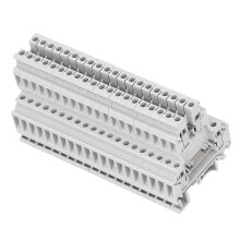 100 stuks DIN-railmontageklemmen, dubbele rij koperen railklemmen, 500V 32A UKK-5