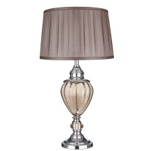 Lampada da Scrivania Contemporanea Greyson Acciaio Cromo Vetro Ambra 1 Luce E27