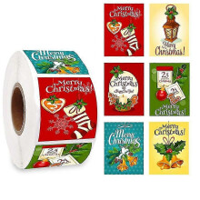 Saisonale Geschenkaufkleber, 500er-Packung, quadratische Etiketten mit weihnachtlichen Motiven für Dekorationen