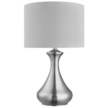 Lampada Scrivania Contemporanea Tocco Acciaio Argento Tessuto Bianco 1 Luce E14