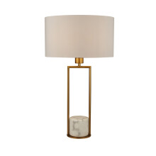 Lampada da Scrivania Contemporanea Claire metallo oro Tessuto Bianco 1 Luce E27