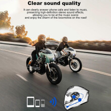 Motorradhelm-Headset mit Bluetooth 5.0, wasserdicht, kabellos, Freisprechfunktion, Sprachansagen, Musiksteuerung
