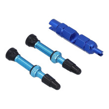 Valve tubeless 1,6 pouce, type français, en laiton, détachable, pour vélos de route et VTT, bleue