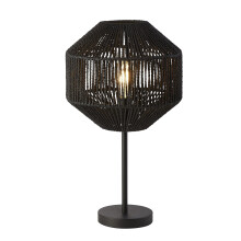 Lampada da Scrivania contemporanea Vimini Acciaio Nero Tessuto Bianco 1 Luce E27