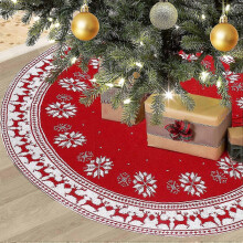 Festliche rote Baumdecke, 90 cm, gestrickt, als Abdeckung für den Weihnachtsbaumständer und als Weihnachtsdekoration