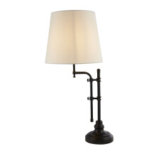 Lampada da Scrivania Contemporanea Monaco Acciaio Nero Marrone 1 Luce E27