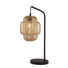 Lampada da Scrivania Contemporanea Giava Acciaio Nero Legno 1 Luce E27