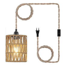 Zylinderförmige Pendelleuchte mit Steckerkabel für Boho-Chic-Zimmerdekoration