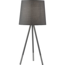 Lampada da Scrivania Contemporanea Rio Acciaio Argento Tessuto Grigio 1 Luce E14