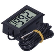 Termometro digitale mini LCD con cavo, strumento elettronico per la misurazione della temperatura FY13001 Nero