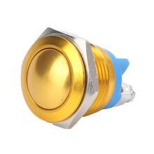 Botón pulsador metálico, bola, oxidación completa, reinicio automático, tornillo de ajuste, control de potencia de pie, 16 mm (amarillo)