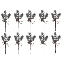 Weiße Weihnachtsbeeren-Dekoration für DIY-Kränze, künstlicher Tannenzapfen-Zweig