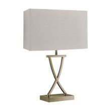 Lampada da Scrivania Contemporanea Club Acciaio Ottone Tessuto Bianco 1 Luce E14