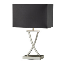 Lampada da Scrivania Contemporanea Club Acciaio Argento Tessuto Nero 1 Luce E14