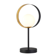 Lampada da Scrivania Contemporanea Orbitale Acciaio Nero Vetro Oro 1 Luce G9