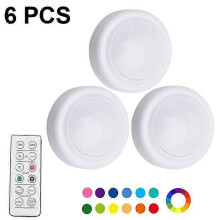 LED-Nachtlichter für Schränke, 6 Stück kabellose, dimmbare Puck-Leuchten, batteriebetrieben, mit 16 wählbaren Farben und Fernbedienung
