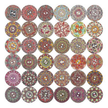 100 bemalte Holzknöpfe für DIY-Accessoires, 20 mm, Retro-Stil