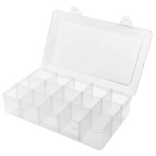 Aufbewahrungsbox | Große Kunststoff-Aufbewahrungsbox mit 15 Fächern, 27,5 x 16,5 x 5,5 cm