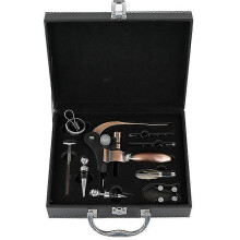 Premium-Lederbox-Korkenzieher-Weinöffner-Set mit Ausgießer
