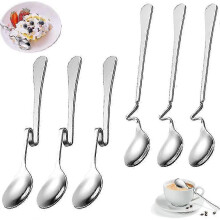 Gebogene Hängelöffel, 6-teiliges Set aus Edelstahl für Marmelade, Honig und Kaffee.