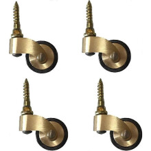 Set di 4 rotelle in ottone massiccio stile antico da 25 mm, girevoli a 360??, in gomma vintage per mobili, con viti, portata 150 kg.