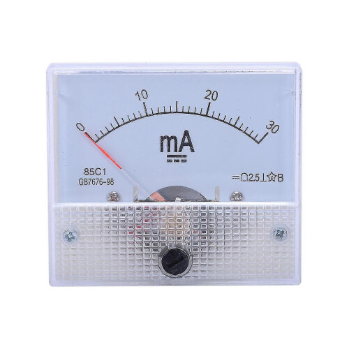 85C1 DC 0-30mA Analog-Einbauamperemeter, weißes Strommessgerät 1