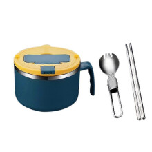 Vielseitige 1200-ml-Edelstahlschüssel mit Deckel für Suppen und Nudeln