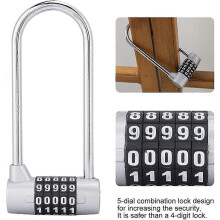 Zilverkleurig U-vormig combinatieslot met 5 cijfers voor Europese lockers.