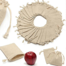 Wiederverwendbare Leinen-Sackleinenbeutel, 50 Stück, Natur-Jute-Säcke mit Kordelzug