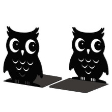Adjustable Heavy Duty Non-Skid Iron Bookends - Owl Design Metal Book Stopper for Shelves (110x135x150mm, 2pcs)