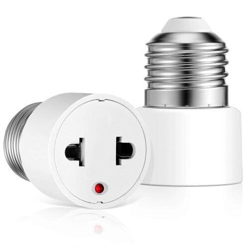 Light Socket to Plug Adapter for Lamp Use 2Pcs E27 Socket to 2-Prong Outlet