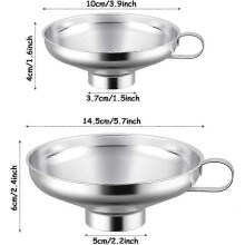 2-Piece Stainless Steel Canning Funnels for Jam & Liquids - Wide Mouth Funnel Set for Powder & Liquid Transfer (Small)