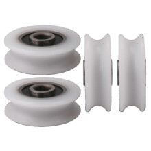 4 Stück weiße Nylon-Rollen mit 4 mm Innendurchmesser und U-Nut für Schiebetüren