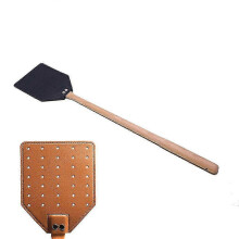 2er-Pack Fliegenklatschen aus Leder mit langem Holzgriff, robuste Fliegenklatschen für drinnen und draußen, rustikales Design
