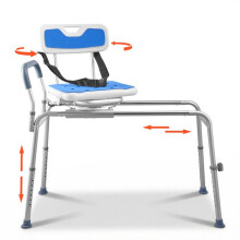 Sedia da Bagno Scorrevole -Duoku- con Sedile Girevole - Capacità di 180 kg - Altezza Regolabile - Progettata per Adulti