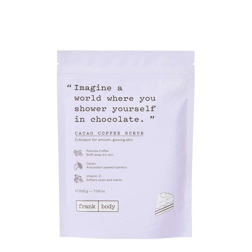 Frank Body Cacao Coffee Scrub | Natural, Vegan, Cruelty Free Exfoliating Body Scrub Smooths, Hydrates, And Nourishes Skin With Cacao Extract, Macadami